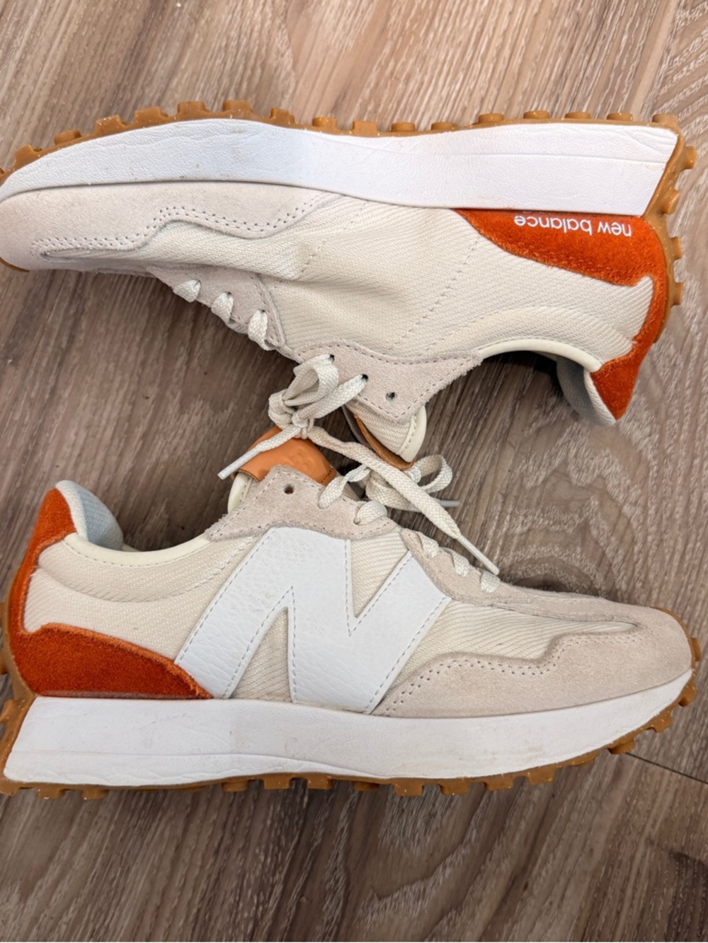 New Balance Cream & Orange Retro-Style Trainers
